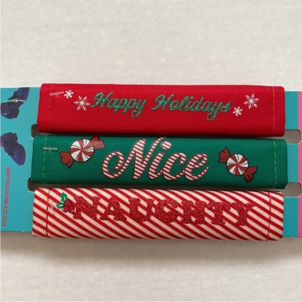 (5) Christmas Dog Collar Customization Set 3 Count Fits 3/4 Inch Collars